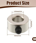 Front view of a chrome shaft collar with 10 mm outer diameter, 5 mm width, 5.05 mm bore and set screw.
