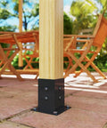 Heavy Duty Steel Shed Brackets Built Tough With Rust Resistant Coating Fits Standard Four By Four Posts And Comes With Expansion Screws For No Sweat Backyard Shed Assembly Every Time with wooden post support.
