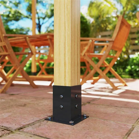 Heavy Duty Steel Shed Brackets Built Tough With Rust Resistant Coating Fits Standard Four By Four Posts And Comes With Expansion Screws For No Sweat Backyard Shed Assembly Every Time with wooden post support.