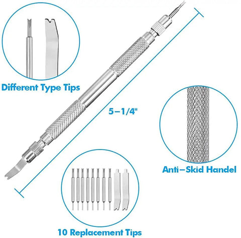 Must Have Spring Bar Tool Kit For Watch Bands With Link Remover And Pin Removal, Band Adjustment, Includes 10 Extra Tips, Small Spring Bar Tool