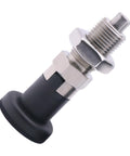 Heavy Duty Stainless Steel Index Plunger Pin M20 Spring Loaded Knob with black ergonomic base for quick release lever use.
