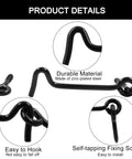 Close-up of 6 Pack Black Cabin Hook Eye Latch For Wood Doors Windows, zinc-plated steel, easy to install, durable material.
