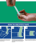 Kickass High Density PTFE Thread Seal Tape For Oxygen Lines And Plumbing Pipes being applied to threaded pipe connectors.