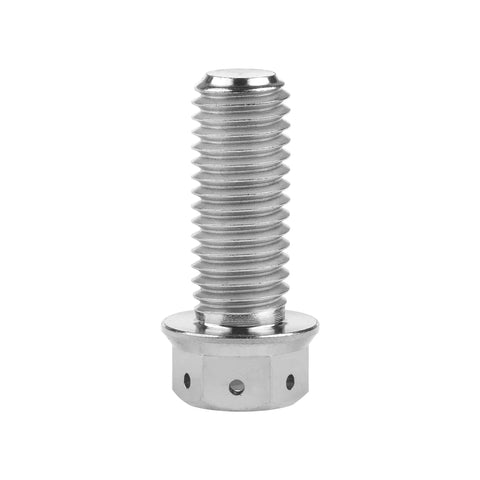 Titanium M8x25mm flange hex head bolt, silver finish.