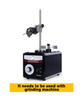 Pro Grade Engraving And Sharpening Angle Guide With Dual Gauge, adjustable base shown on grinding machine.