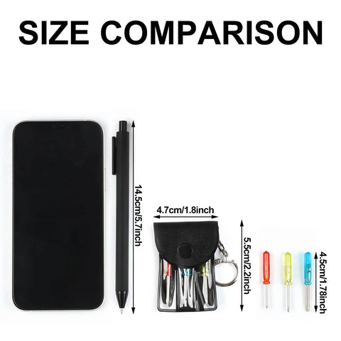 40 Set Mini Screwdriver Keychain Kit With Portable Pouch And Snap Hook Includes 3 Colorful Mini Screwdrivers Size Comparison