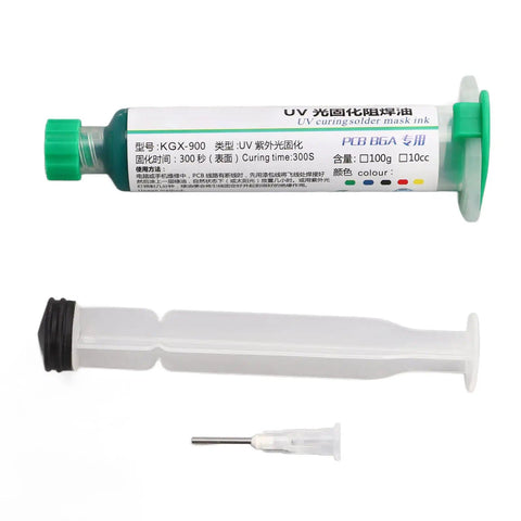 2 Pack Solder Mask Ink PCB Curing Kit For Computer And Mobile Repair with nozzle and push rod