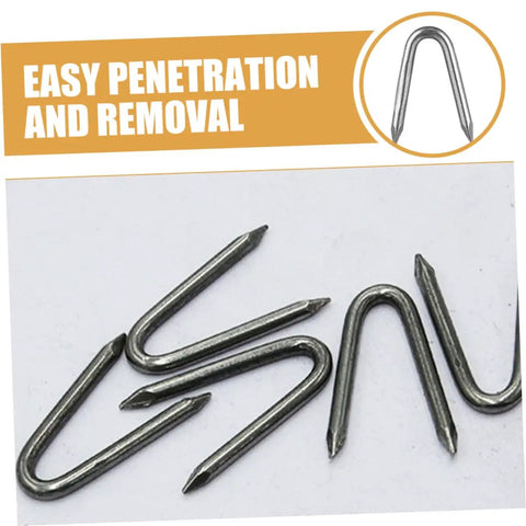U Shaped Garden Stakes And Fixing Nails Set For Fences And Ground Anchors Pro Grade 100 Piece U Nails Close-up View