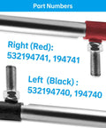 Adjustable Drag Link Set For Lawn Tractors Left And Right Hand Replacement Links Replaces 194740 194741 To Restore Steering Precision And Smooth Handling On AYP EHP Built Models Swap In Easily And Get Your Ride Steering Back On Track. Right red and left black metal drag links with threaded ends
