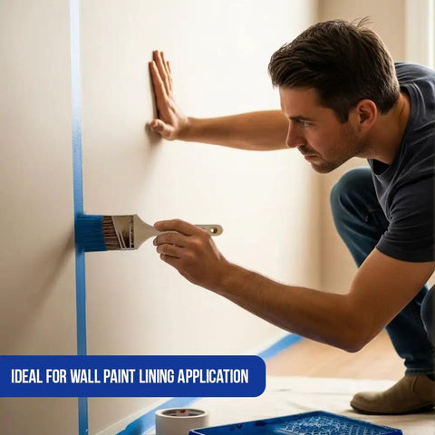 Man painting wall with a 2-inch angled sash brush from Top-Notch 10 Pack Wall and Trim Paint Brushes Set for Pros and DIYers