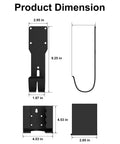 Product dimensions of Heavy Duty Ev Charger Wall Mount Kit with sizes for mounting bracket and J hook organizer.