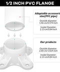 Diagram showing dimensions for PVC flange from Set Of 25 White PVC Flanges For Half Inch Pipes DIY Rod Holder And Shelving Fittings Table Mount Caps.