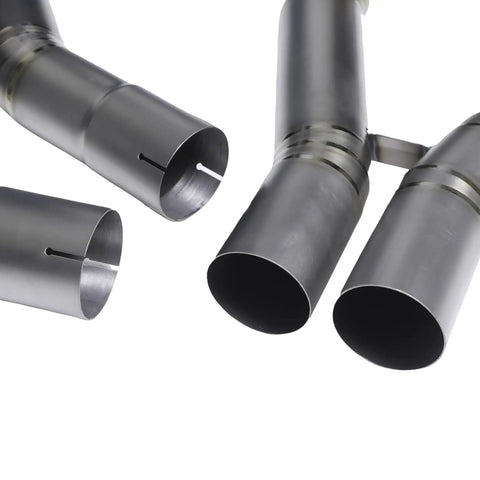 Close-up view of Titanium Catback Exhaust System For Mercedes-Benz AMG GLE63S 4.0T 2024 And Up Rear Section Snap On Installation
