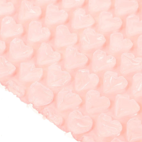 Close-up of Pink Heart Shaped Bubble Mailers Pack 50 Lightweight Shockproof Envelopes interior cushioning bubbles.