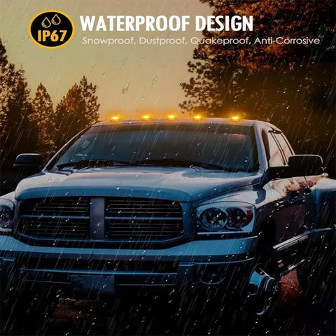 Upgrade Solar Cab Lights For Trucks No Drill Roof LED Marker Lights With Vibration Sensor waterproof on pickup truck
