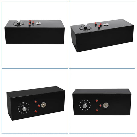 14 To 15 Gallon Aluminum Fuel Cell Tank With 1.75 Inch Filler Neck For Ready To Race Universal Gas Tank For Street Drift And Pontoon Boats Marine Use Includes Level Sensor Lightweight Rust Resistant, showing various angles of the tank.