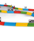 Colorful track setup for Mario Kart Tabletop RC Racing Set with Mario and Luigi, 60-piece arrangement on table or floor