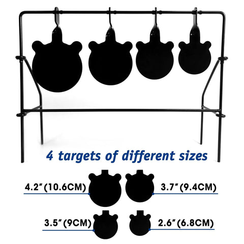 Level Up Your Plinking Sessions With This Sweet Auto Reset Steel Gong Spinner Targets For.177 And.20 Caliber Rifles, four gongs displayed
