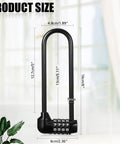 4 Pack 6 Inch Shackle Weatherproof 4 Digit Padlocks With Resettable Code showing product size and dimensions