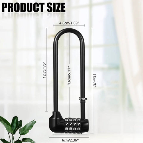 4 Pack 6 Inch Shackle Weatherproof 4 Digit Padlocks With Resettable Code showing product size and dimensions