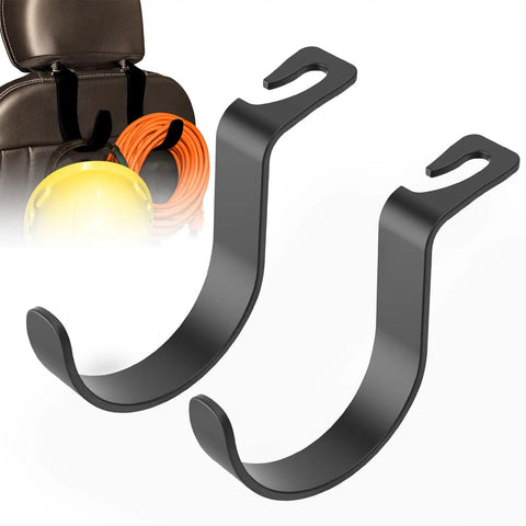 Heavy Duty Headrest Hooks for Trucks and Cars, Extra Large Seat Back Organizer for Hard Hats, Bags, and Gear, Two Pack