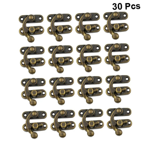 30 Piece Wooden Box Buckle Hasp Latch Hardware Kit For Hold Down Clamps And Toggle Latch, heavy duty chest lock shown.