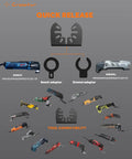 Tough As Nails Oscillating Multi Tool Blades Seven Piece Kit universal fit adapters for Bosch and Dremel tools with compatibility illustration.