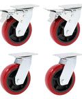 Rock Hard Heavy Duty Swivel Casters 4 Pack With Steel Plate Mount And Precision Ball Bearing Polyurethane Wheels for workshop cart