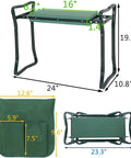 Garden Kneeler Bench With Well Cushioned Pad And Steel Frame All In One Portable Kneeling Pad With dimensions and tool pouch
