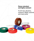 Premium 35-Pack Color Coding Electrical Tape Rainbow Half Inch By Twenty Feet 7-Mil Thick Insulated Tape in assorted colors