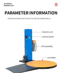 Heavy Duty Automatic Pallet Wrapping Machine With Wide Stretch Film Roll Wrapper, side view showing control panel and turntable.