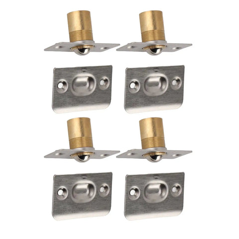 Heavy Duty Solid Brass Door Ball Catches Adjustable Self Latch For Closet Cabinet Doors Secure Hold Rust Proof Hardware Kit 4 Pcs, includes four catches and strike components.