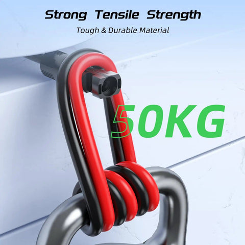 Two 30 Ft 10 AWG Solar Panel Extension Cables With Waterproof Male And Female Connectors coiled in red and black showing 50KG strength