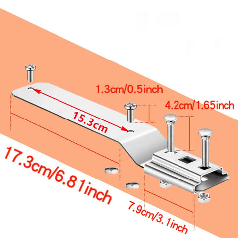 Diagram of Slow Speed Sign Mounting Kit For Golf Carts And Road Construction Vehicles Quick Install Frame with dimensions