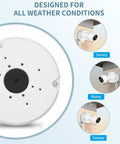 Junction Box Mount For Ubiquiti Unifi Dome Turret And Bullet Cameras G3 G4 G5 G6 AI Pro White Metal Box Accessory shown in all weather conditions