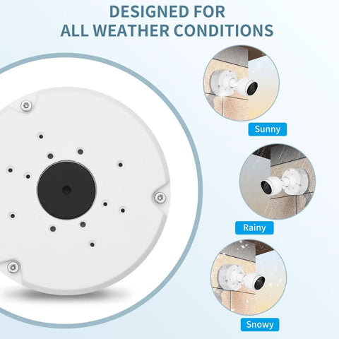 Junction Box Mount For Ubiquiti Unifi Dome Turret And Bullet Cameras G3 G4 G5 G6 AI Pro White Metal Box Accessory shown in all weather conditions