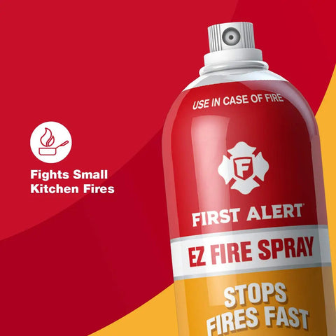 EZ Fire Spray Portable Fire Extinguisher Aerosol Can With 32 Second Quick Discharge For Paper Wood Fabric Fires Easy Grip Grab And Go Red AF400 18 Oz Ideal For Kitchen Garage Boat RV Dorm And More