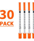 1 Ml Syringe With 31G Five Sixteenth Inch Needle Pack Of 30 Individually Wrapped Lab Tools For Quick Readouts And A Smooth Plunger Clear Scale And Airtight Inner Wall Perfect For Lab Work Medical Demos Or At Home Experiments. 30-pack syringes with orange caps