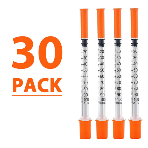 1 Ml Syringe With 31G Five Sixteenth Inch Needle Pack Of 30 Individually Wrapped Lab Tools For Quick Readouts And A Smooth Plunger Clear Scale And Airtight Inner Wall Perfect For Lab Work Medical Demos Or At Home Experiments. 30-pack syringes with orange caps