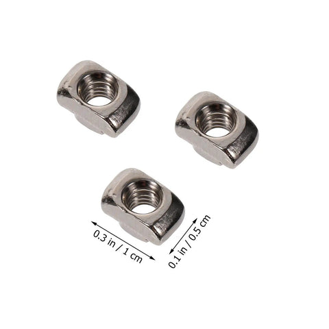 180 Pc Rock Solid Hammer Head T Slot Nuts Fasteners For Aluminum Extrusion And Cabinet Framing Nickel Plated heavy duty fasteners in silver color.