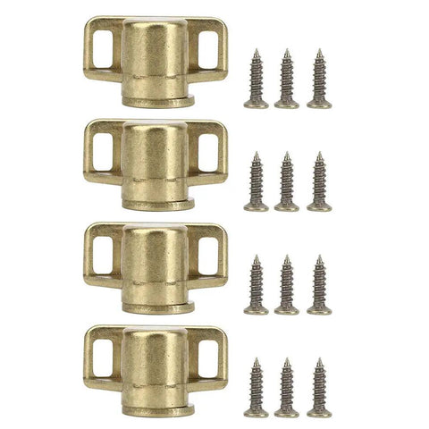 Gold Antique Magnetic Cabinet Door Catch Set 4 Pieces No Fuss Quick Install Zinc Alloy Hardware shown with screws