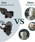 High Pressure Handheld Shower Head Kit With 9 Spray Settings comparison, metal ball joint vs plastic ball joint