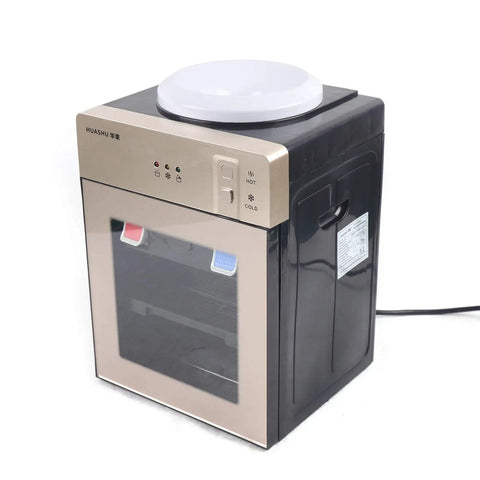 Hot And Cold Tabletop Water Cooler Dispenser For 5 Gallon Bottles, One Button Operation, Food Grade Liner, Champagne Gold