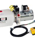 4-Way DC Hydraulic Power Unit With 12V Motor And Built-In Pump For Trucks And Trailers, Compact 0.75 Gallon Poly Reservoir