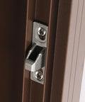 Close-up of installed sliding door lock keepers for glass patio doors 2 pack durable corrosion resistant zinc alloy construction