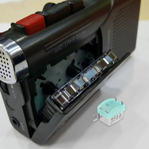 Metal Tape Deck Head Dual Channel Replacement for Cassette Players and Vintage Recorders, Universal Fit, Includes Integrated Support Frame and Button Components, shown mounted