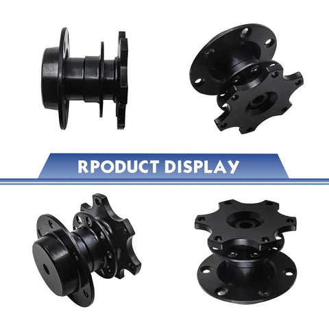 Steering Wheel Quick Release Hub Boss Kit Six Hole Snap Off Adapter Built Dang Tough Steel for quick swaps, satin black finish.