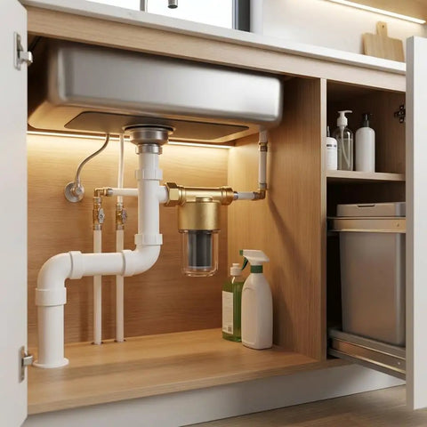 Brass Inline Spin Down Sediment Water Filter For Washer Shower And Well Water Forty Micron Easy Install under sink setup