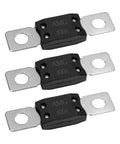 Built Tough 400 Amp Mega Fuses High Current Bolt On Automotive Electrical Safety Protection Copper alloy Stud Mount Kit, three fuses.