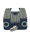 SR25W Linear Guide Block With FourRow Ball Bearings For CNC Machines And 3D Printers Built Tough For Heavy Duty Radial Rail Carriage For Precision Motion Control And Automation. front view of SR25W linear guide block, steel rail carriage with four-row ball bearings for CNC and 3D printers